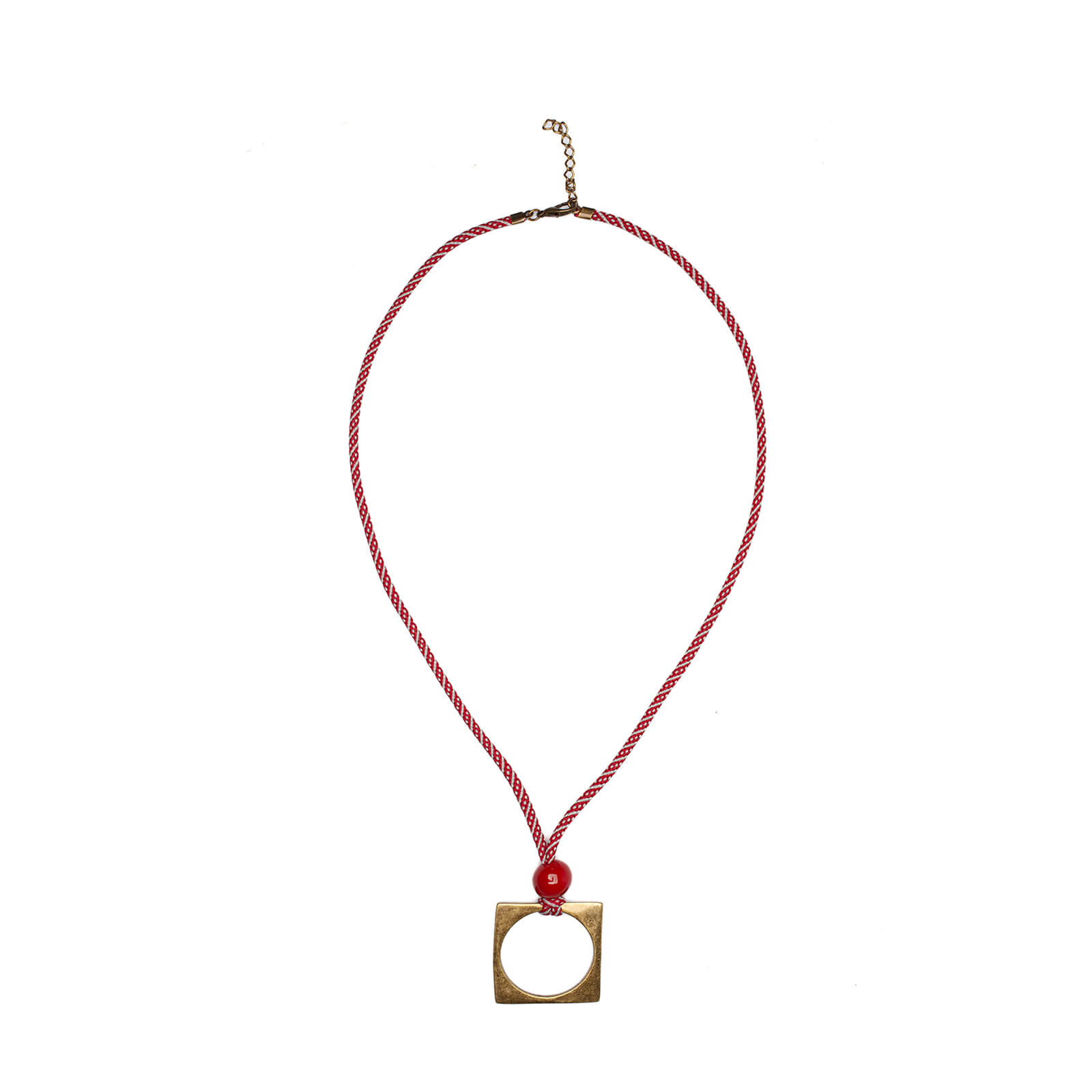colar corda/metal ci25b vermelho U